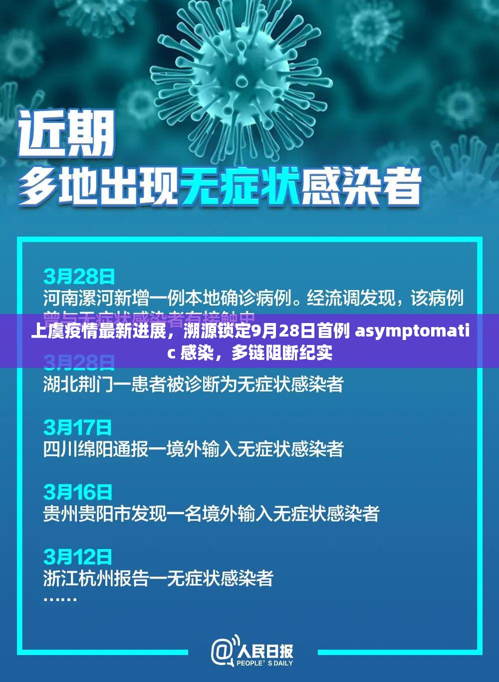 上虞疫情最新进展，溯源锁定9月28日首例 asymptomatic 感染，多链阻断纪实