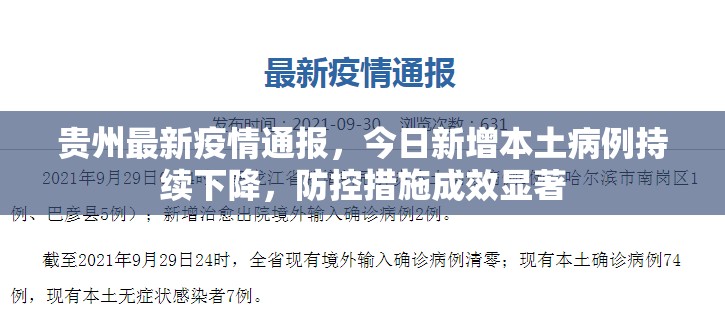 贵州最新疫情通报，今日新增本土病例持续下降，防控措施成效显著