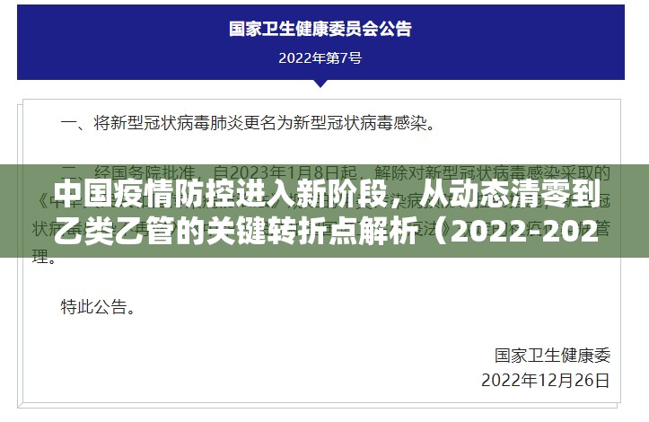 中国疫情防控进入新阶段，从动态清零到乙类乙管的关键转折点解析（2022-2023）