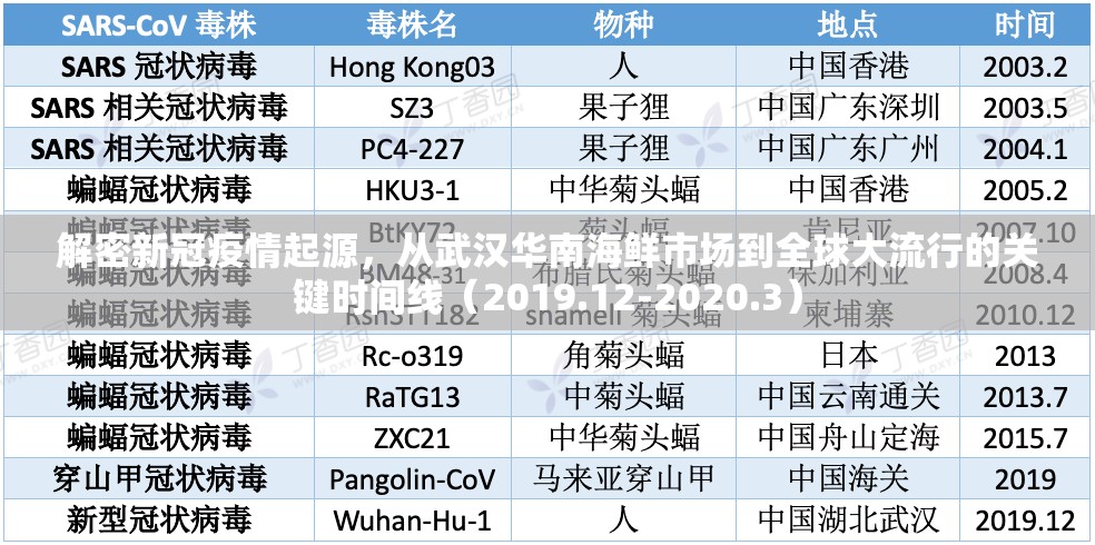 解密新冠疫情起源，从武汉华南海鲜市场到全球大流行的关键时间线（2019.12-2020.3）