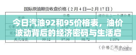 今日汽油92和95价格表，油价波动背后的经济密码与生活启示