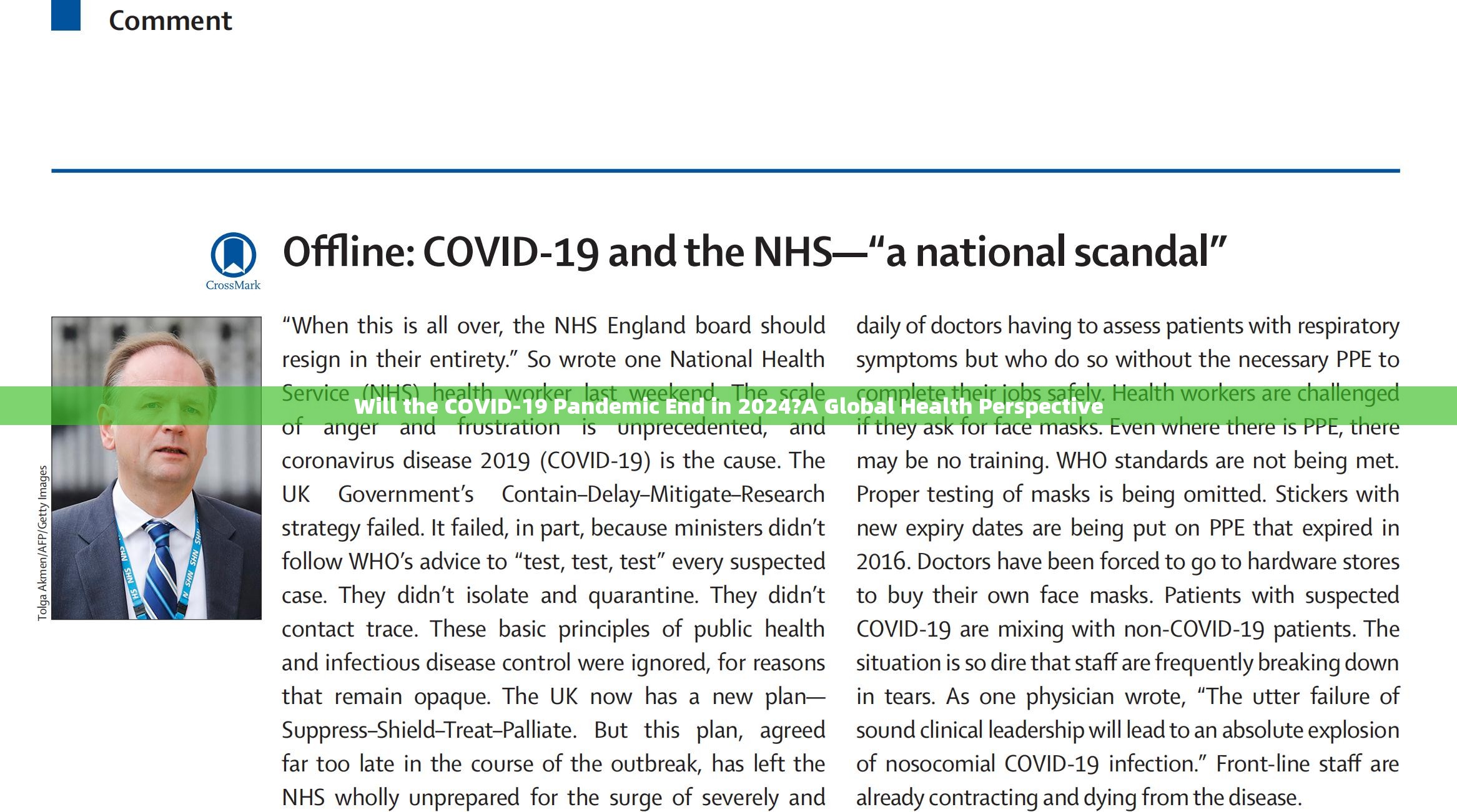 Will the COVID-19 Pandemic End in 2024?A Global Health Perspective