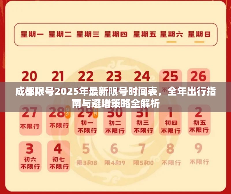 成都限号2025年最新限号时间表，全年出行指南与避堵策略全解析