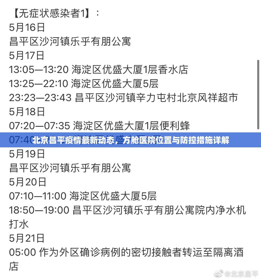 北京昌平疫情最新动态,方舱医院位置与防控措施详解 北京昌平疫情最新动态,方舱医院位置与防控措施详解