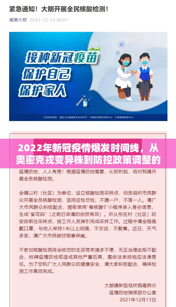 2022年新冠疫情爆发时间线，从奥密克戎变异株到防控政策调整的完整复盘